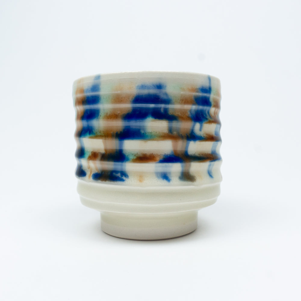 Fluxware Teabowl With Throwing Lines & Abstract Pattern