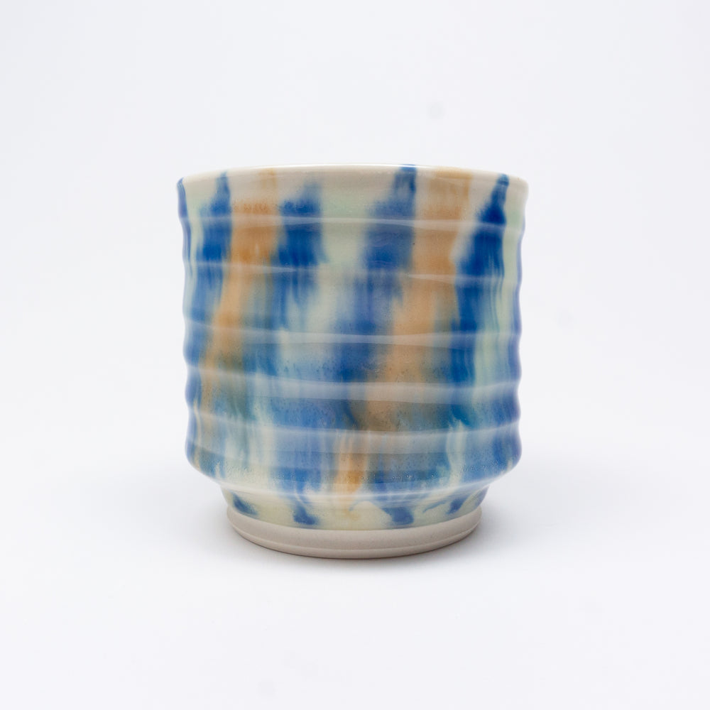 Fluxware Teabowl With Throwing Lines & Fluid, Angled Wash Pattern